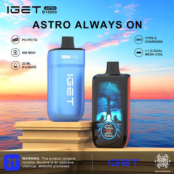 IGET Astro B18000 Puffs | Dual Mode Disposable Device | Express Delivery in India