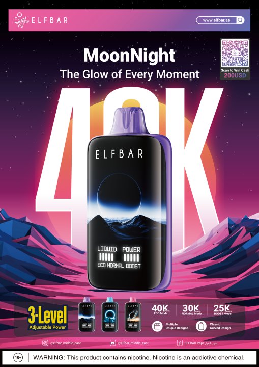 Buy Elfbar Moonlight 40,000 40K Puffs Disposable Vape Online | Express Delivery in India